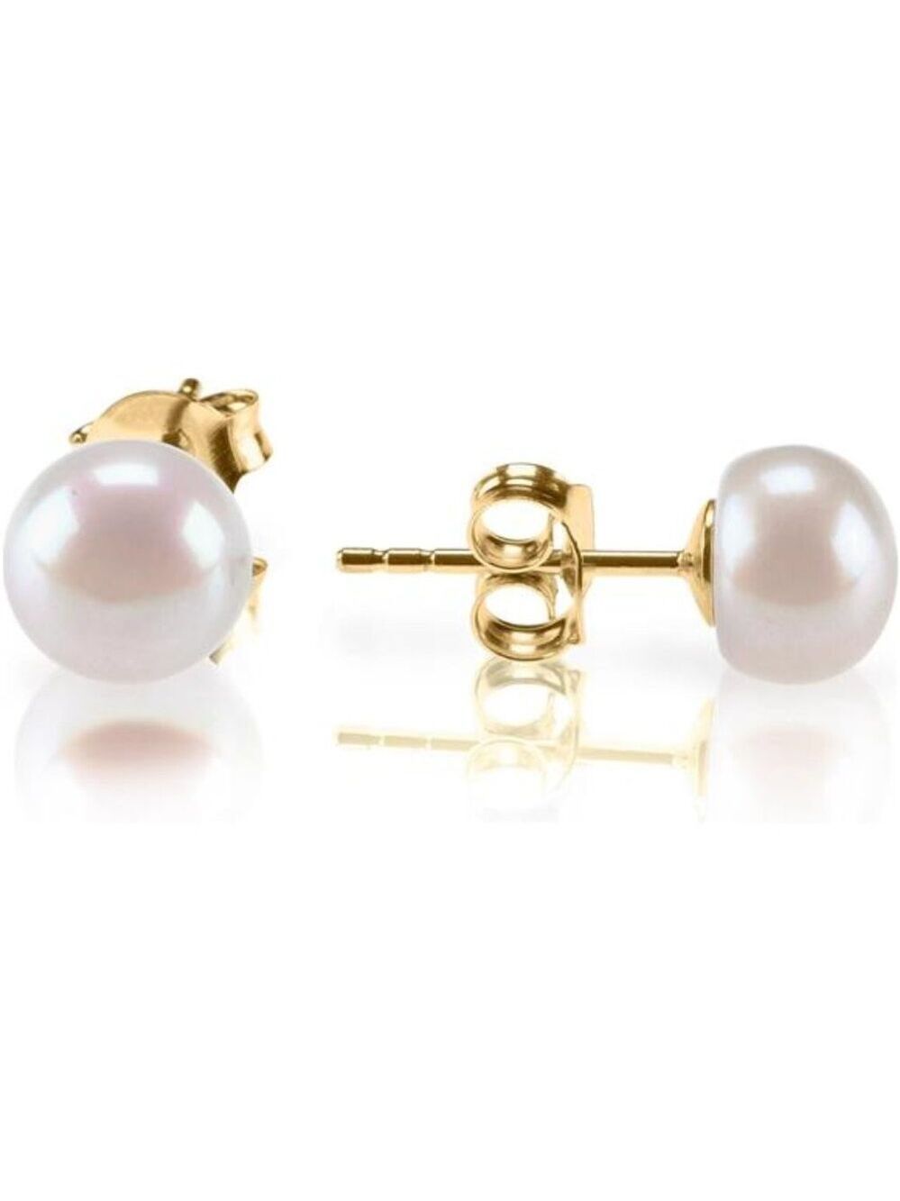 Gold Pearl Stud Earrings Sterling Silver Freshwater Cultured Earrings Women Gift